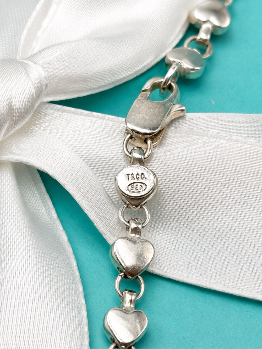 Tiffany & Co. Puff Multi Heart Link Chain Necklace Sterling Silver 925 Gift Box - Picture 3 of 9